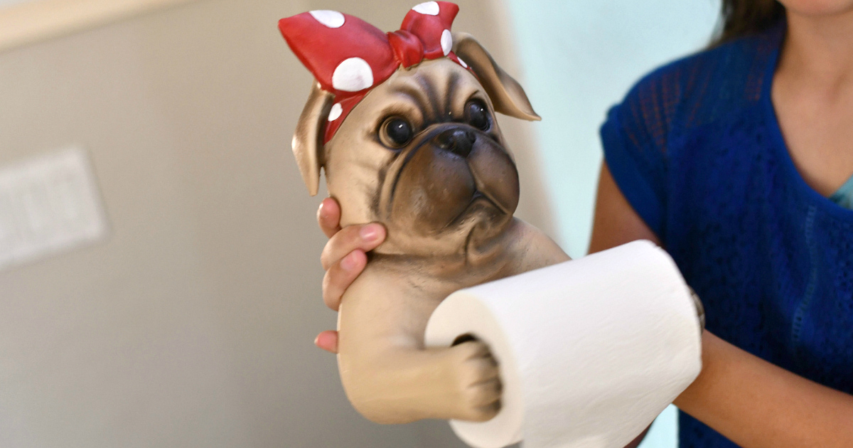 Pug toilet paper animal holder deal