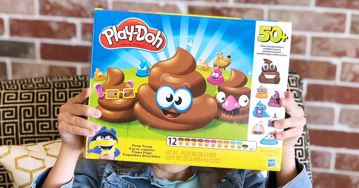 poop play-doh set — holding up play-doh set box