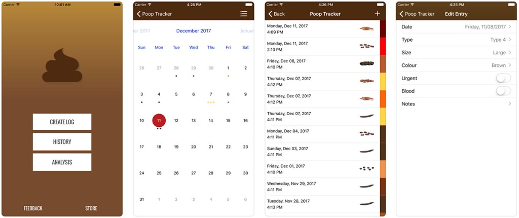 poop tracker app screenshots